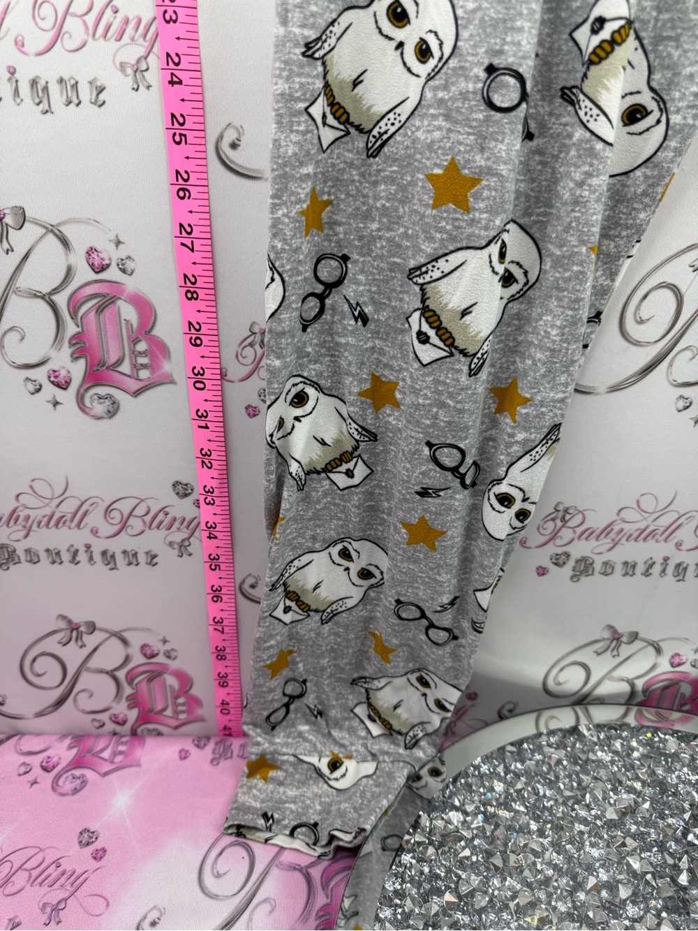 Harry Potter pants joggers pj stretchy soft Gray Owl Print Jogger Sweatpants - Picture 6 of 16